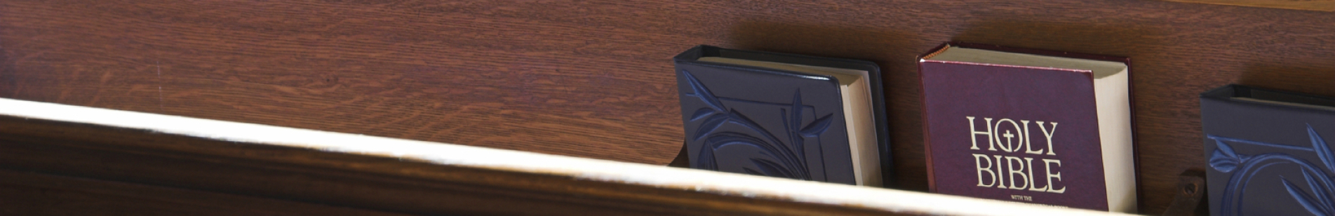 Pews with hymnals and Bible